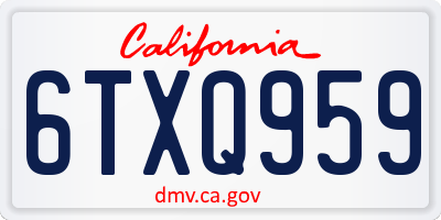 CA license plate 6TXQ959