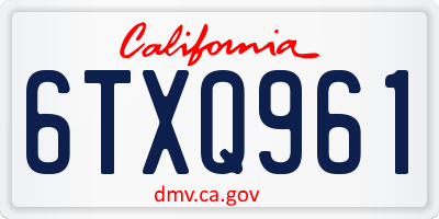 CA license plate 6TXQ961