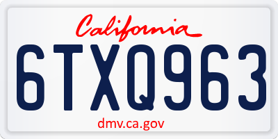 CA license plate 6TXQ963