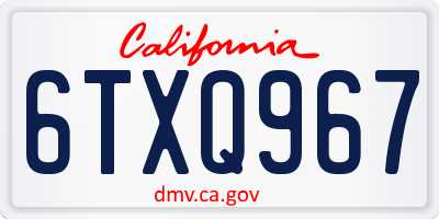 CA license plate 6TXQ967