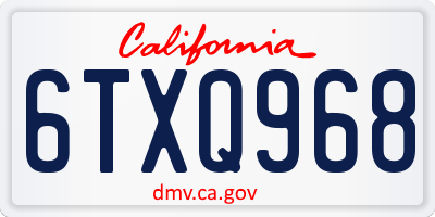CA license plate 6TXQ968