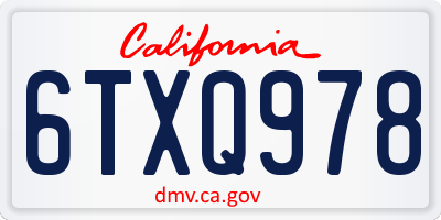 CA license plate 6TXQ978