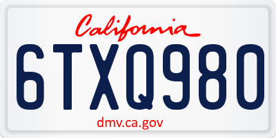 CA license plate 6TXQ980