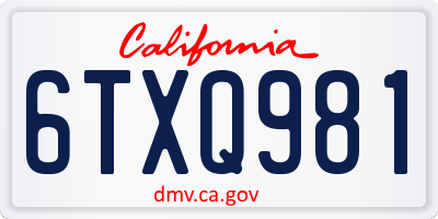 CA license plate 6TXQ981