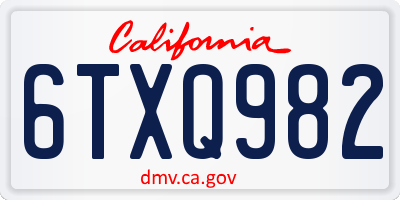 CA license plate 6TXQ982
