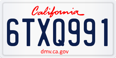 CA license plate 6TXQ991