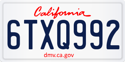 CA license plate 6TXQ992