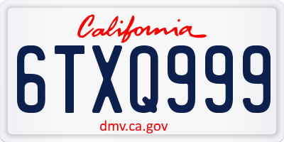 CA license plate 6TXQ999