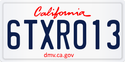 CA license plate 6TXR013