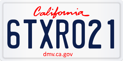 CA license plate 6TXR021