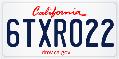 CA license plate 6TXR022