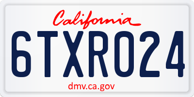 CA license plate 6TXR024