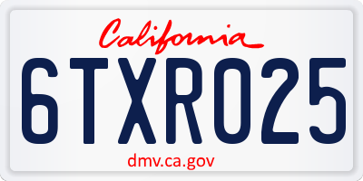 CA license plate 6TXR025