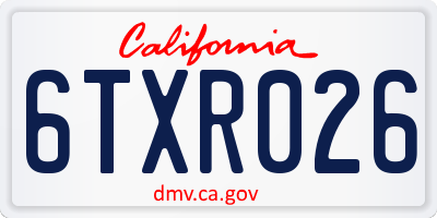 CA license plate 6TXR026