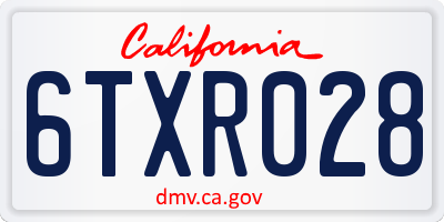 CA license plate 6TXR028