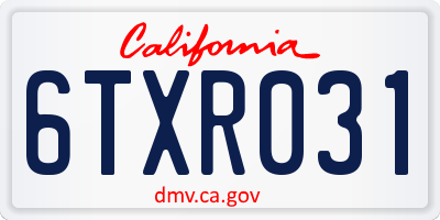 CA license plate 6TXR031