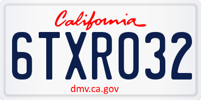 CA license plate 6TXR032