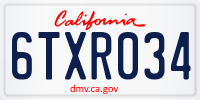 CA license plate 6TXR034