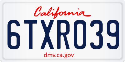 CA license plate 6TXR039