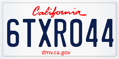 CA license plate 6TXR044