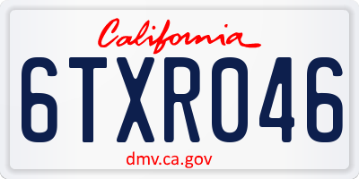 CA license plate 6TXR046