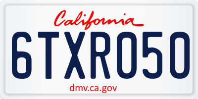 CA license plate 6TXR050