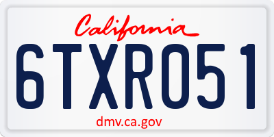 CA license plate 6TXR051