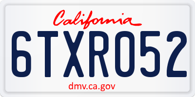 CA license plate 6TXR052