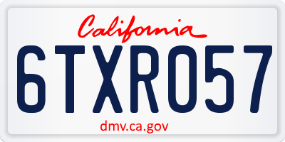 CA license plate 6TXR057