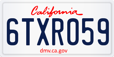 CA license plate 6TXR059