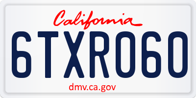 CA license plate 6TXR060
