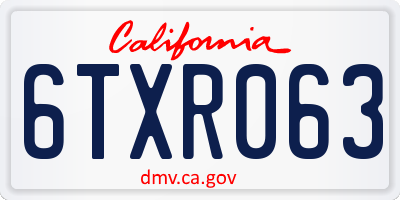 CA license plate 6TXR063