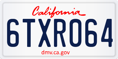 CA license plate 6TXR064