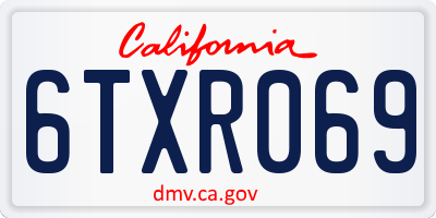 CA license plate 6TXR069