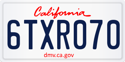 CA license plate 6TXR070