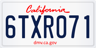 CA license plate 6TXR071