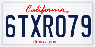 CA license plate 6TXR079