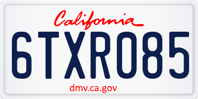 CA license plate 6TXR085