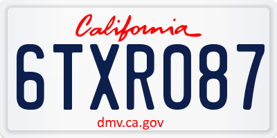 CA license plate 6TXR087