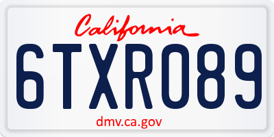 CA license plate 6TXR089