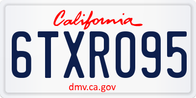 CA license plate 6TXR095