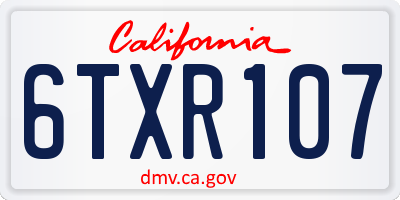 CA license plate 6TXR107