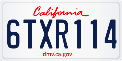 CA license plate 6TXR114