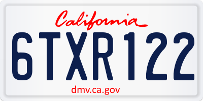 CA license plate 6TXR122