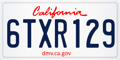 CA license plate 6TXR129