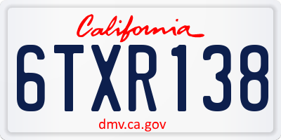 CA license plate 6TXR138