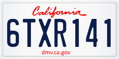 CA license plate 6TXR141