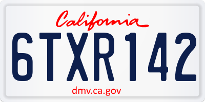 CA license plate 6TXR142