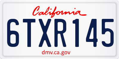 CA license plate 6TXR145