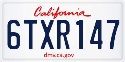 CA license plate 6TXR147